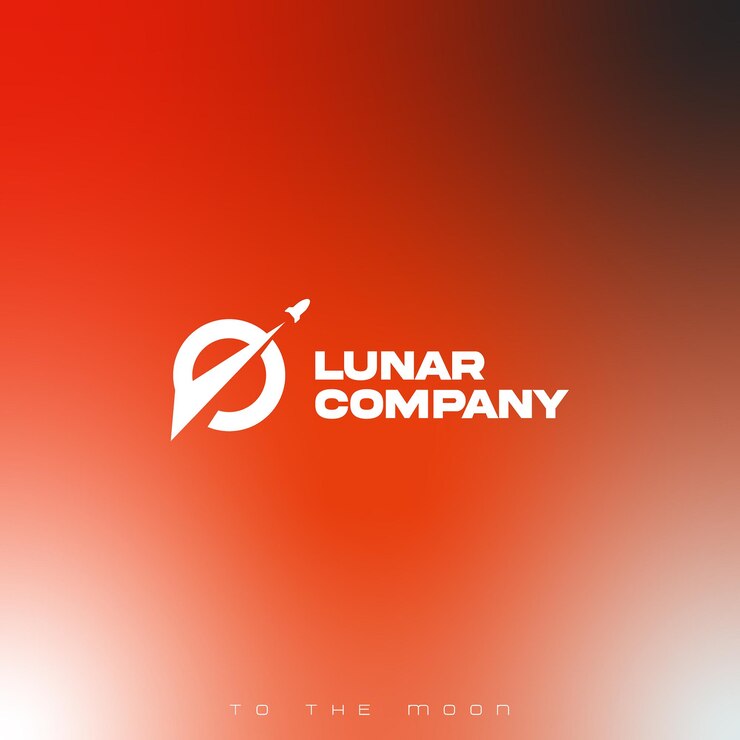 Diseño del logotipo lunar con nave espacial en estilo de letra k