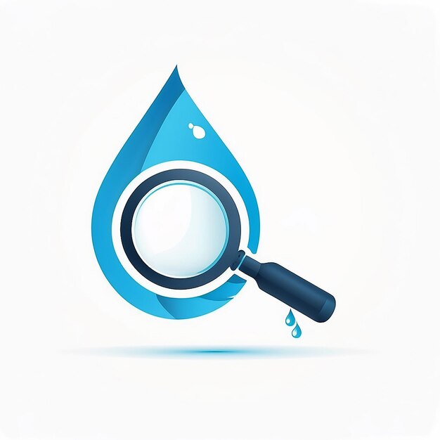 Vector diseño del logotipo de la lupa combinado con el símbolo de la ilustración vectorial de la gota de agua