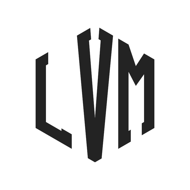 Vector diseño del logotipo lvm letra inicial lvm monograma logotipo con forma de hexágono