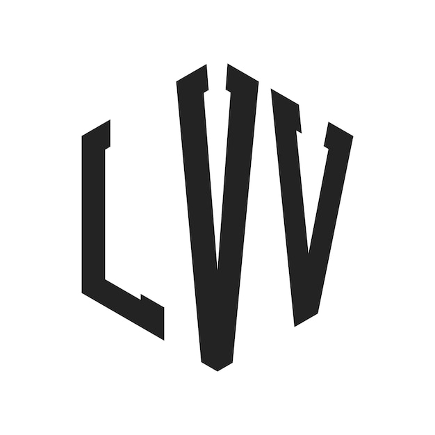 Diseño del logotipo LVV Letra inicial LVV Monograma Logotipo con forma de hexágono