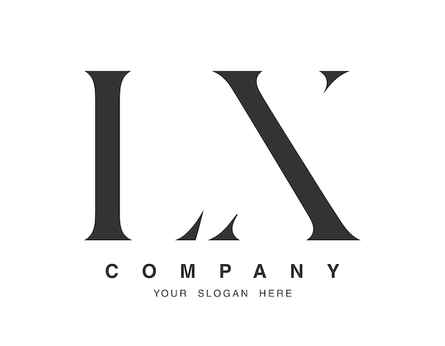 Diseño del logotipo LX Letra inicial l y x estilo de fuente serif Nombre de empresa clásico creativo tipografía Logotipo o identidad de moda