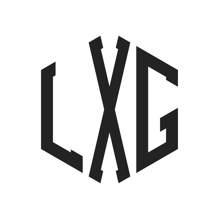 Vector diseño del logotipo de lxg letra inicial lxg monograma logotipo con forma de hexágono