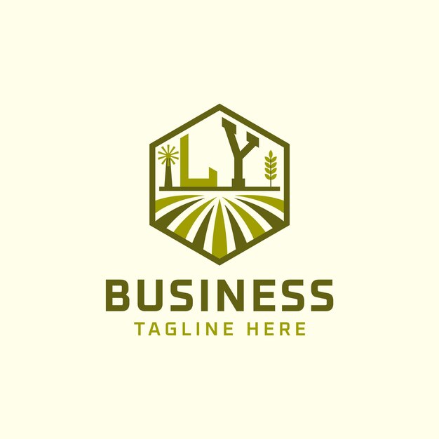 Diseño del logotipo de LY Farm Logotipo moderno de LY Agro para empresas sostenibles y respetuosas con el medio ambiente