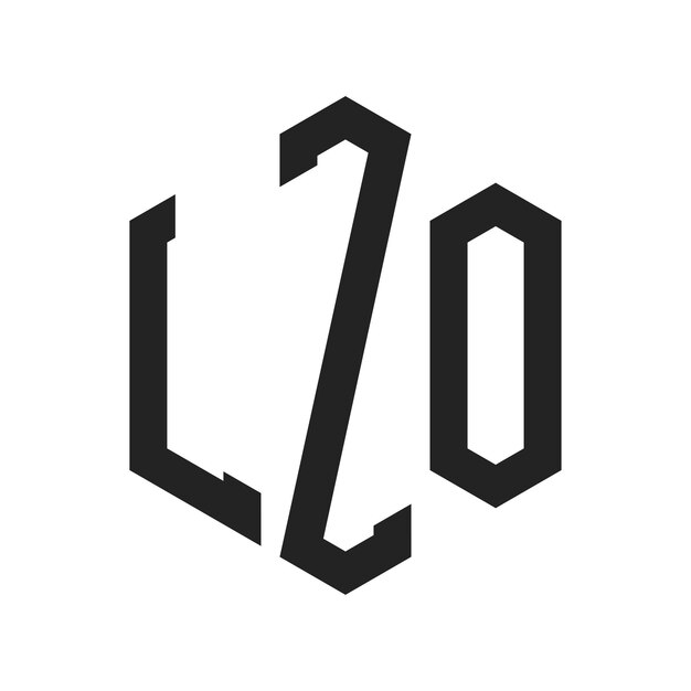 Diseño del logotipo de LZO Letra inicial LZO Monograma Logotipo con forma de hexágono