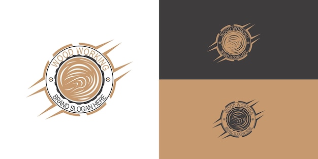 Diseño de logotipo de madera con concepto abstracto creativo Vector Premium