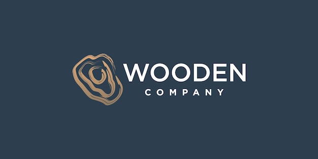 Diseño de logotipo de madera con concepto abstracto moderno Vector Premium