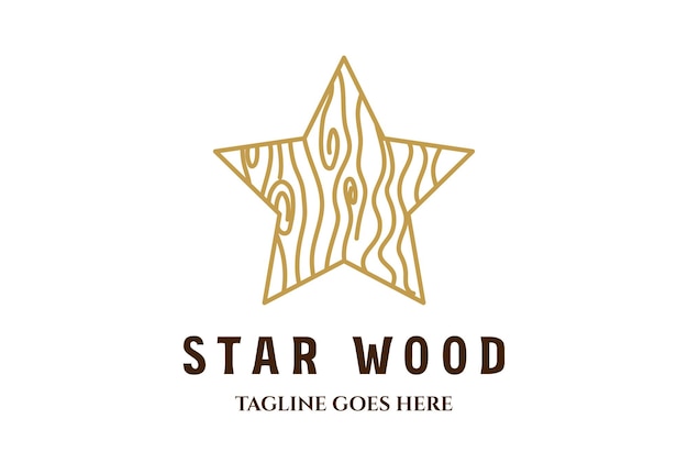 Diseño de logotipo de madera de estrella de madera minimalista simple