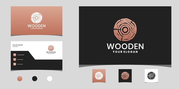 Diseño de logotipo de madera con forma de círculo