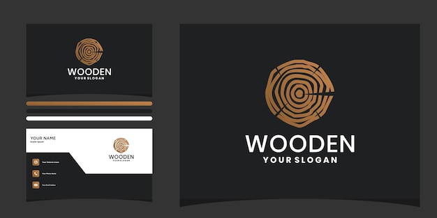 Diseño de logotipo de madera con forma de círculo