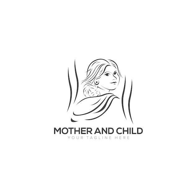 Diseño de logotipo de madre e hijo con silueta