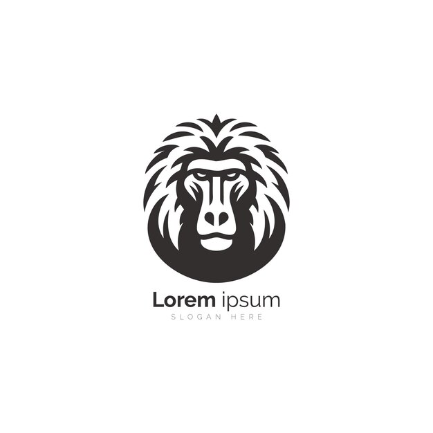 El diseño del logotipo de Majestic Lion rodeado en blanco y negro para la identidad de la marca