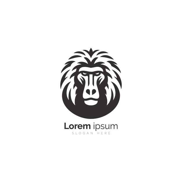 El diseño del logotipo de majestic lion rodeado en blanco y negro para la identidad de la marca