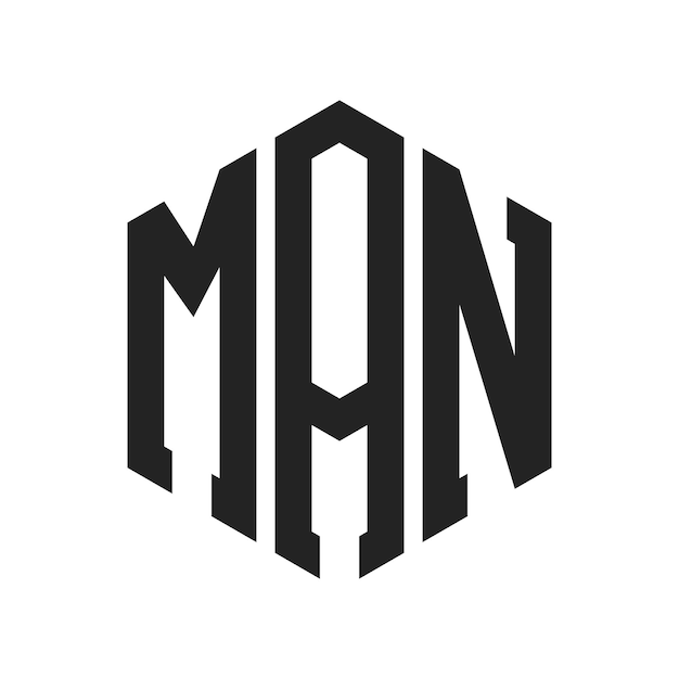 Diseño del logotipo MAN Letra inicial MAN Monograma Logotipo con forma de hexágono