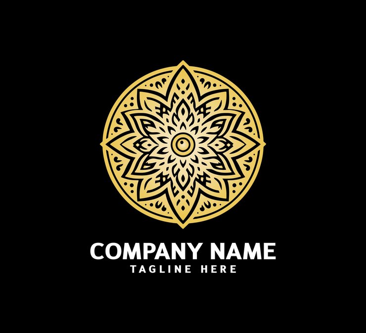 Diseño del logotipo de Mandala de oro Belleza abstracta Mandala Ornamento floral Estilo de ornamento de círculo decorativo