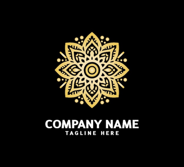 Diseño del logotipo de Mandala de oro Belleza abstracta Mandala Ornamento floral Estilo de ornamento de círculo decorativo