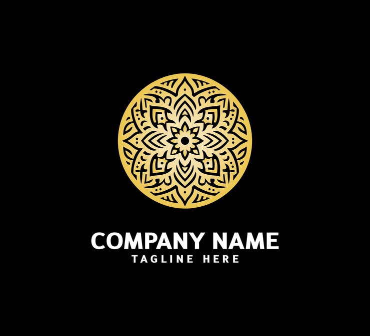 Diseño del logotipo de Mandala de oro Belleza abstracta Mandala Ornamento floral Estilo de ornamento de círculo decorativo