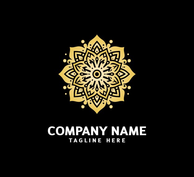 Diseño del logotipo de Mandala de oro Belleza abstracta Mandala Ornamento floral Estilo de ornamento de círculo decorativo