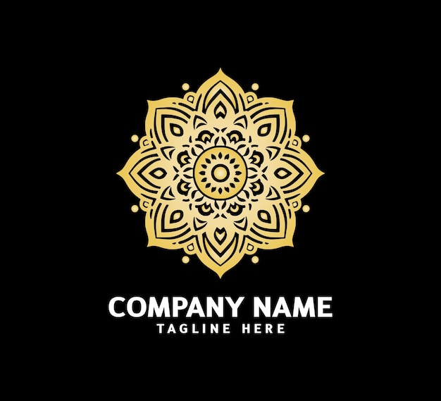 Diseño del logotipo de Mandala de oro Belleza abstracta Mandala Ornamento floral Estilo de ornamento de círculo decorativo