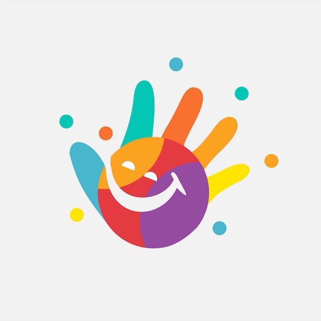 Diseño del logotipo de la mano del niño con colores alegres