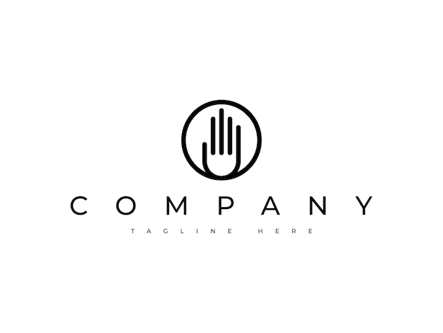 diseño de logotipo de mano de tecnología moderna