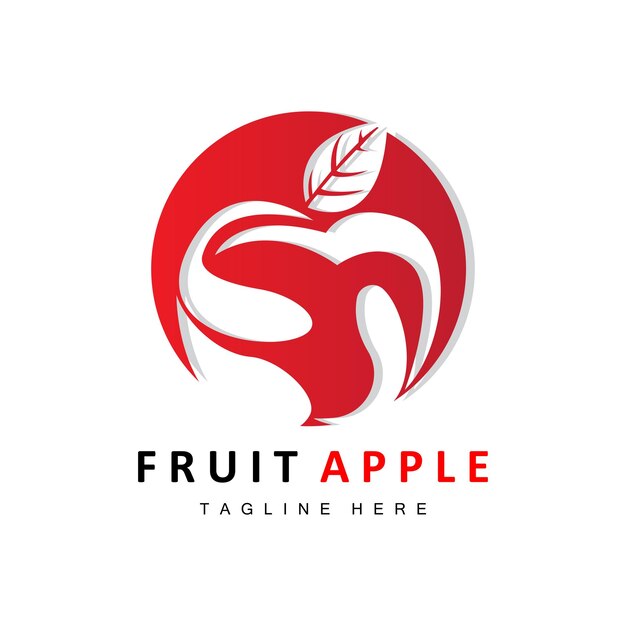 Diseño de logotipo de manzana de fruta vector de fruta roja con ilustración de etiqueta de marca de producto de estilo abstracto