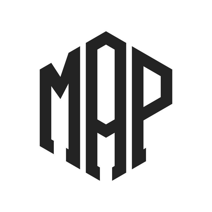Vector diseño del logotipo map letra inicial map monograma logotipo con forma de hexágono