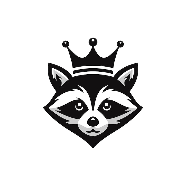 Diseño del logotipo del mapachuelo mapachueno con cabeza de crown mapachuene vector del logotipo