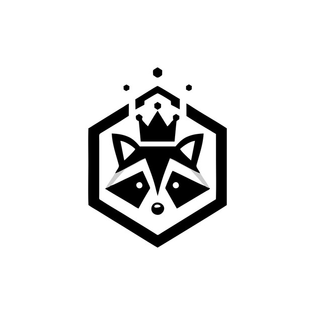 Diseño del logotipo del mapachuelo mapachueno con cabeza de crown mapachuene vector del logotipo