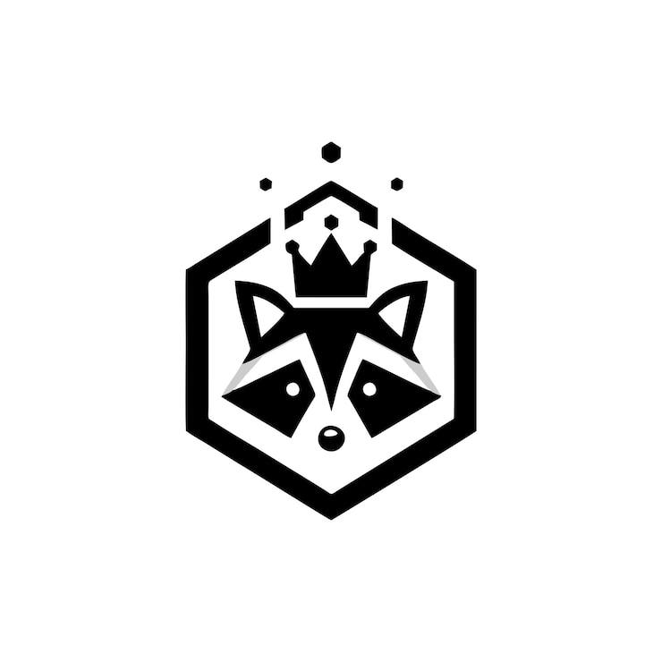 Vector diseño del logotipo del mapachuelo mapachueno con cabeza de crown mapachuene vector del logotipo