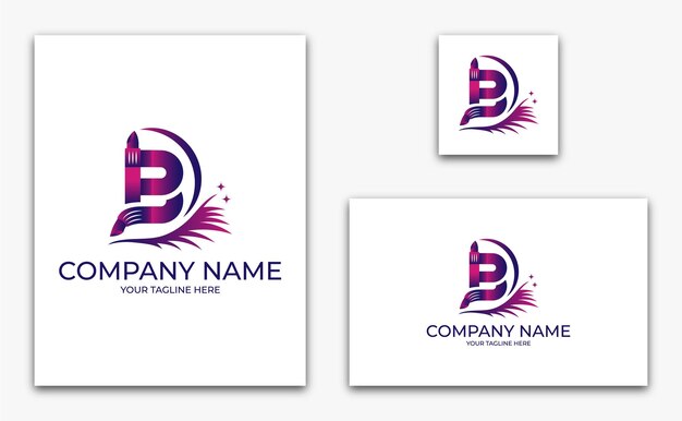 Diseño de logotipo de maquillaje cosmético con pestañas de lápiz labial y delineador de ojos de letra B