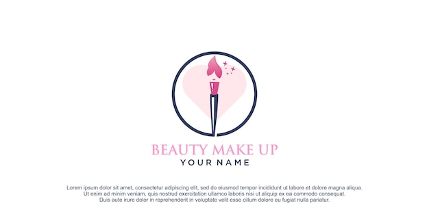 Diseño de logotipo de maquillaje con mujer de belleza Vector premium