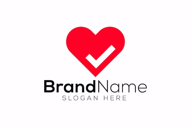Diseño de logotipo de marca de comprobación y vector de amor de moda y minimalista