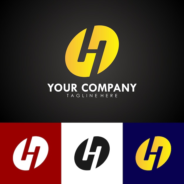 diseño de logotipo de marca corporativa abstracta, con iniciales de empresa letra h