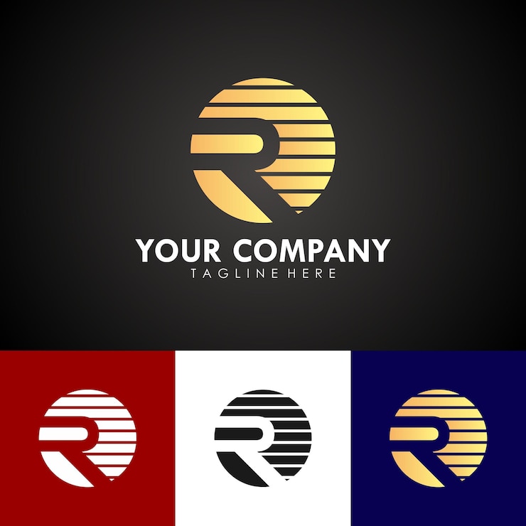 Vector diseño de logotipo de marca corporativa abstracta, con iniciales de empresa letra r