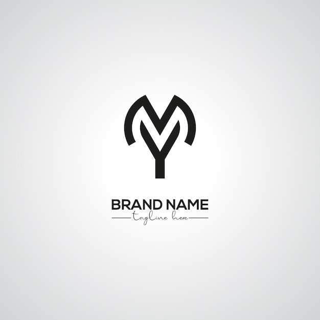 Diseño del logotipo de la marca corporativa MY YM Minimal Lettermark