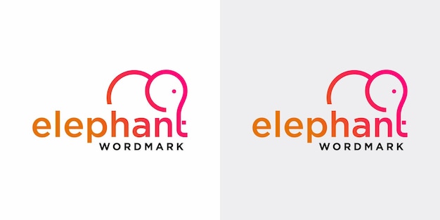 Diseño de logotipo de marca de elefante con color rosa