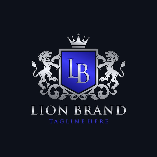 Vector diseño de logotipo de la marca heráldica león