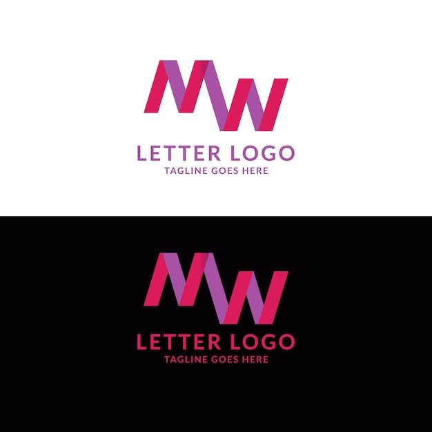 diseño de logotipo de marca de letra mw colorido moderno