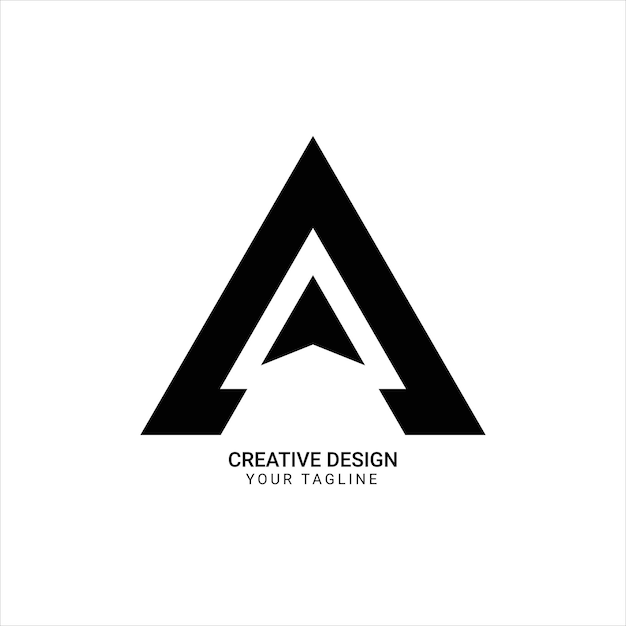Diseño de logotipo de marca moderno único plano elegante con forma de triángulo de letra A creativa