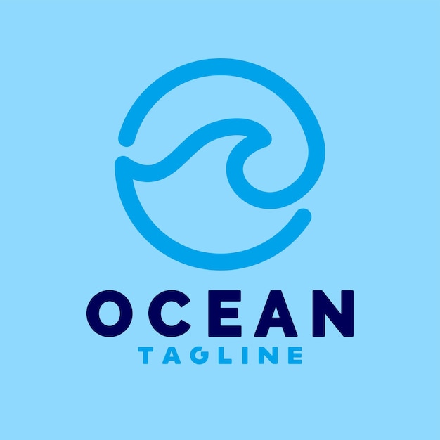 Vector diseño de logotipo de marca oceánica, diseño de logotipo simple y mínimo