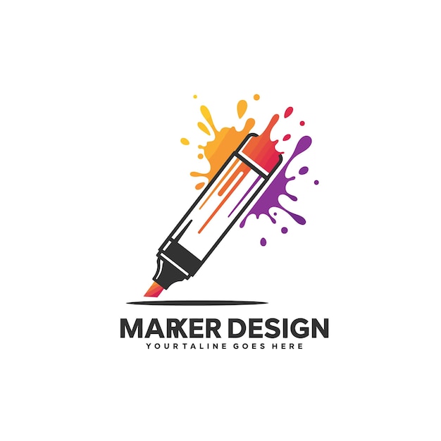 Diseño de logotipo de marcador de colores