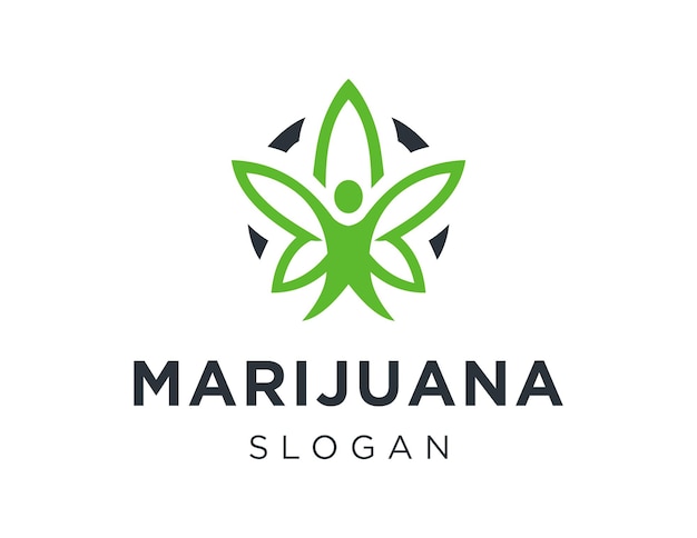 Vector diseño del logotipo de la marihuana creado utilizando la aplicación corel draw 2018 con un fondo blanco