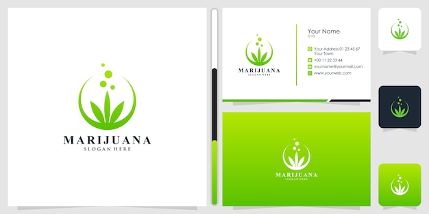 Diseño de logotipo de marihuana y tarjeta de visita.