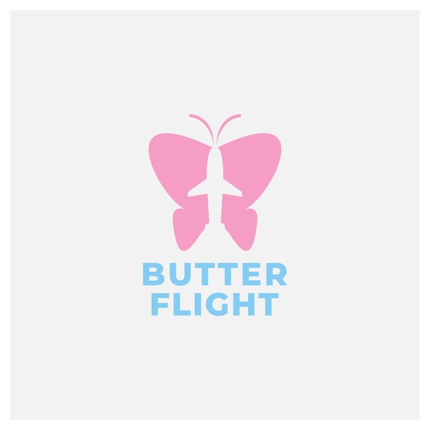 Vector diseño de logotipo de mariposa y avión