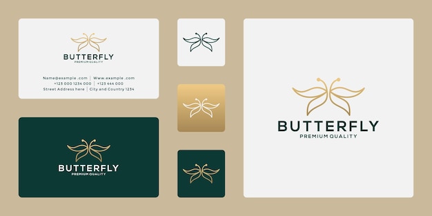 Diseño de logotipo de mariposa de belleza con color dorado.