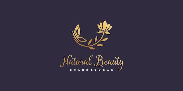 Vector diseño de logotipo de mariposa de belleza con elemento creativo vector premium