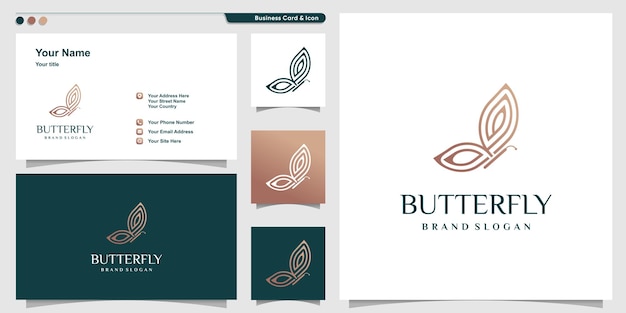 Diseño de logotipo de mariposa de belleza con elemento creativo Vector Premium