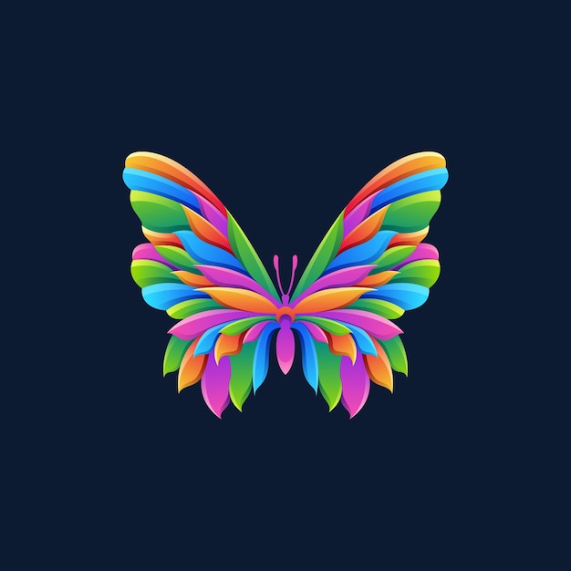 Vector diseño de logotipo de mariposa colorida