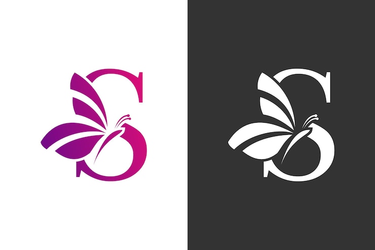 diseño del logotipo de la mariposa con el concepto de la letra s