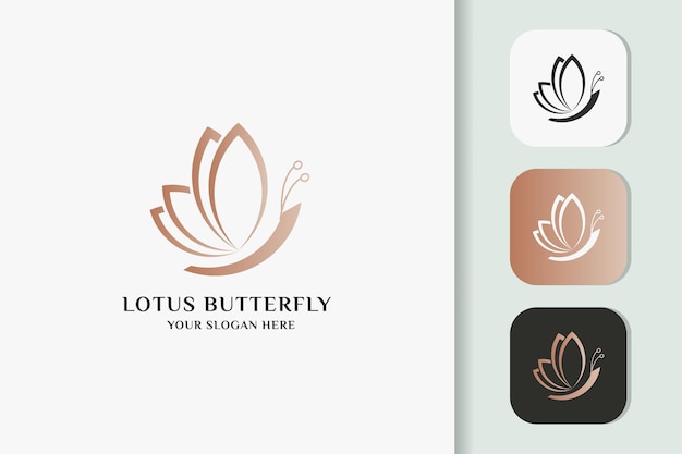 Diseño de logotipo de mariposa de flor de arte de línea abstracta